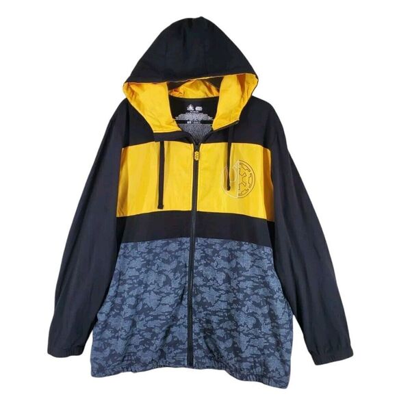 Disney Star Wars Hoodie Jacket Men L Black Yellow Multi Camo Graphic Lightweight - Picture 12 of 13